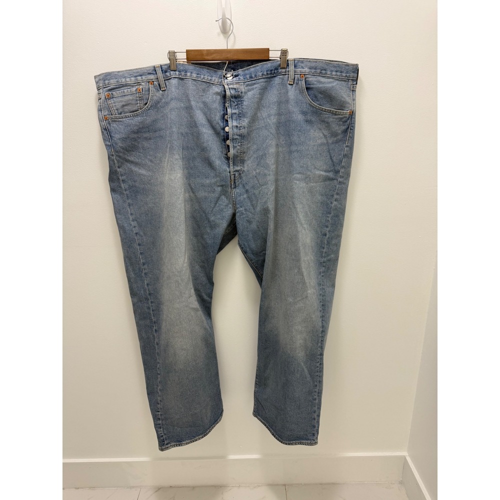 Levis 501 Original Big & Tall Jeans Light Wash Blue 58x32 Stretch Button Fly